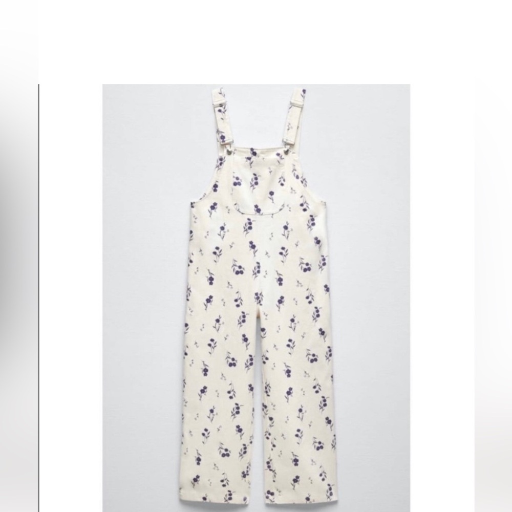 Zara Cream Jumpsuit with Purple Floral Print